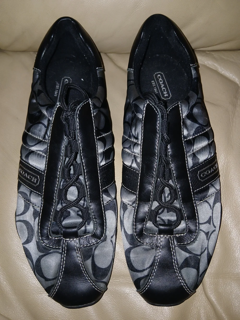 COACH Women’s Black Signature Slip-On Sneakers Size 9